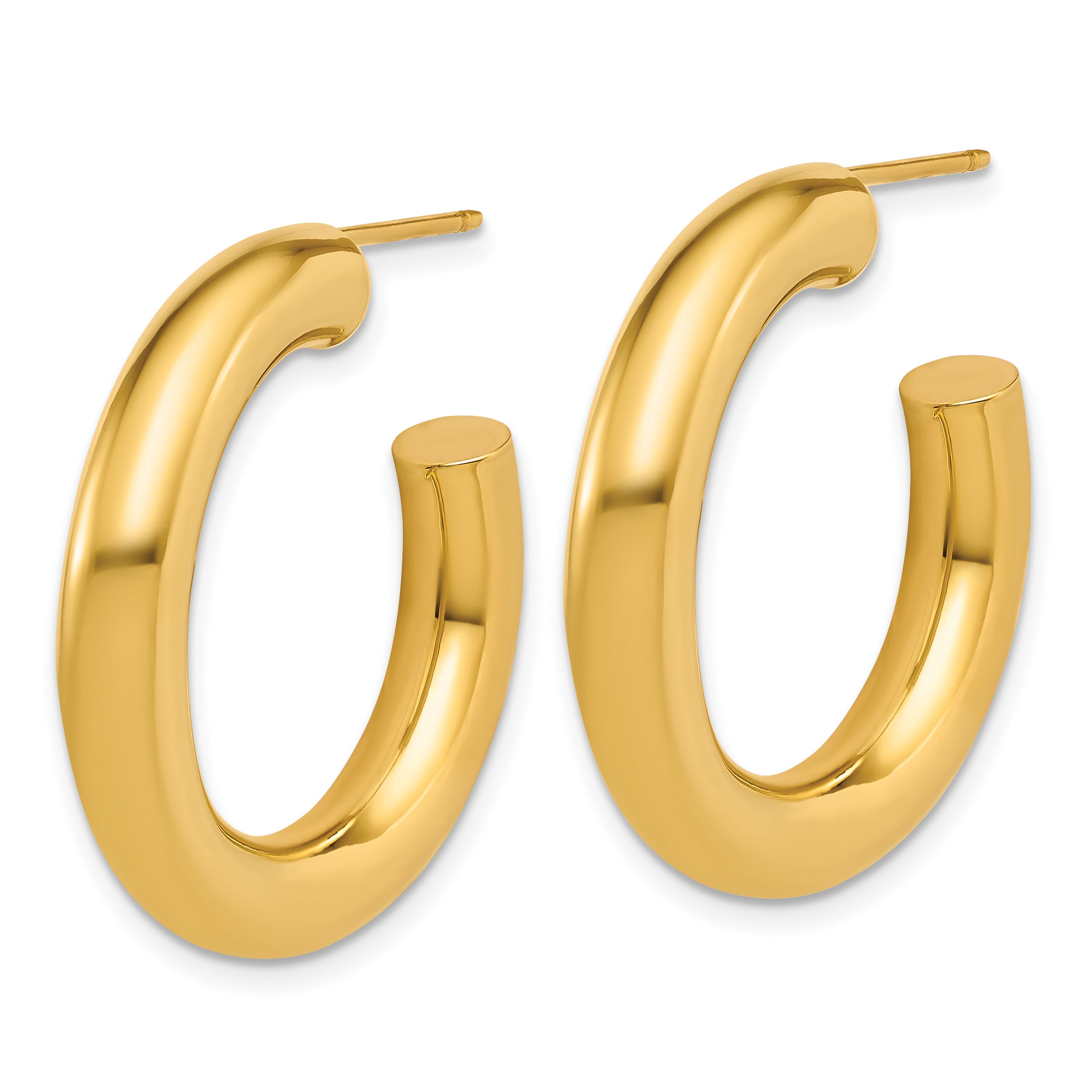 14k Polished 5.0 x 30mm Tube C-Hoop Post Earrings Secondary image