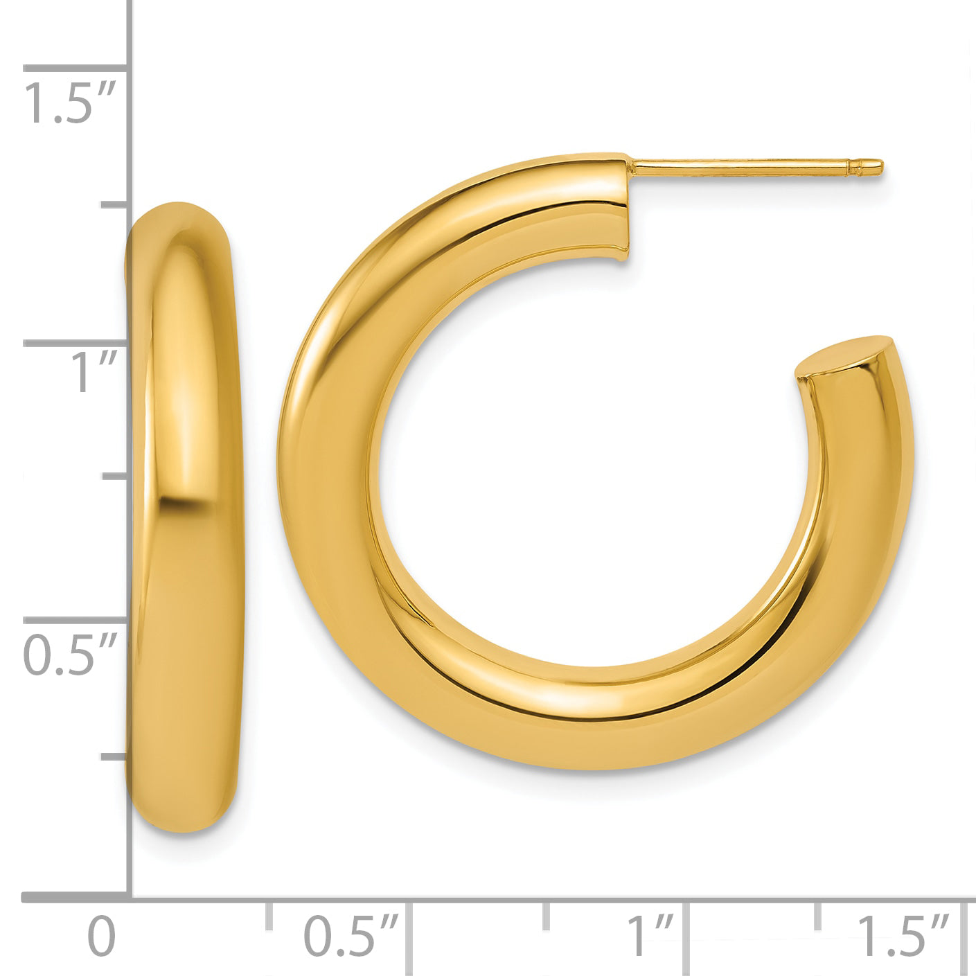14k Polished 5.0 x 30mm Tube C-Hoop Post Earrings