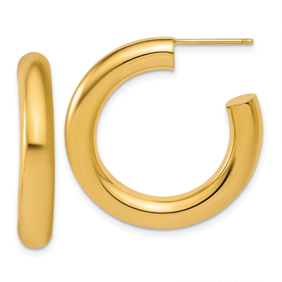 Tube C-Hoop Stud Earrings in 14K Yellow Gold, 5x30mm - Sophia Jewelers Main image