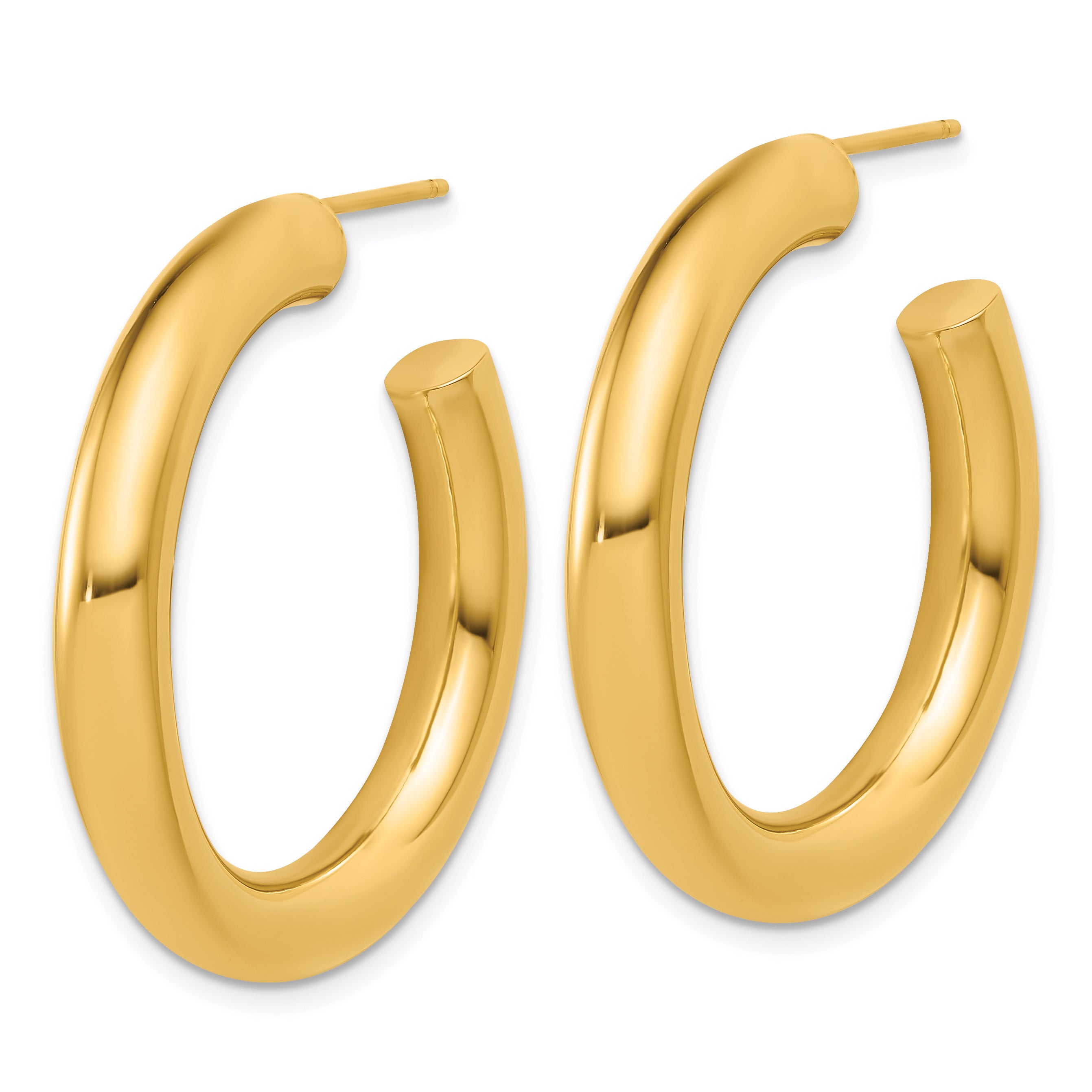 14k Polished 5.0 x 35mm Tube C-Hoop Post Earrings Secondary image