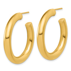 14k Polished 5.0 x 35mm Tube C-Hoop Post Earrings
