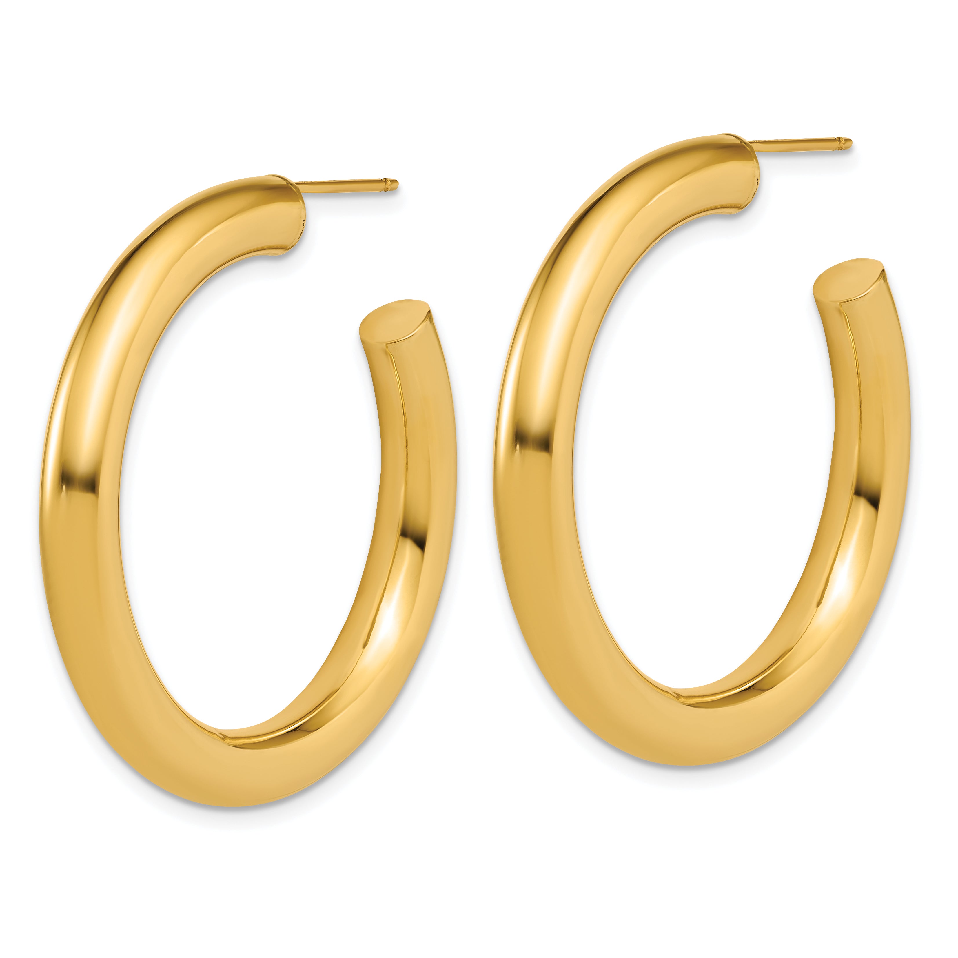 14k Polished 5.0 x 40mm Tube C-Hoop Post Earrings