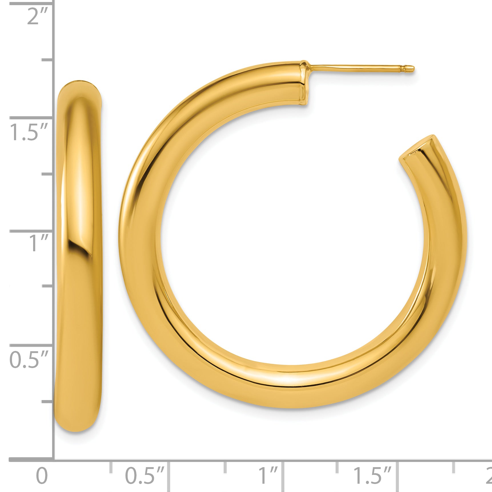 14k Polished 5.0 x 40mm Tube C-Hoop Post Earrings