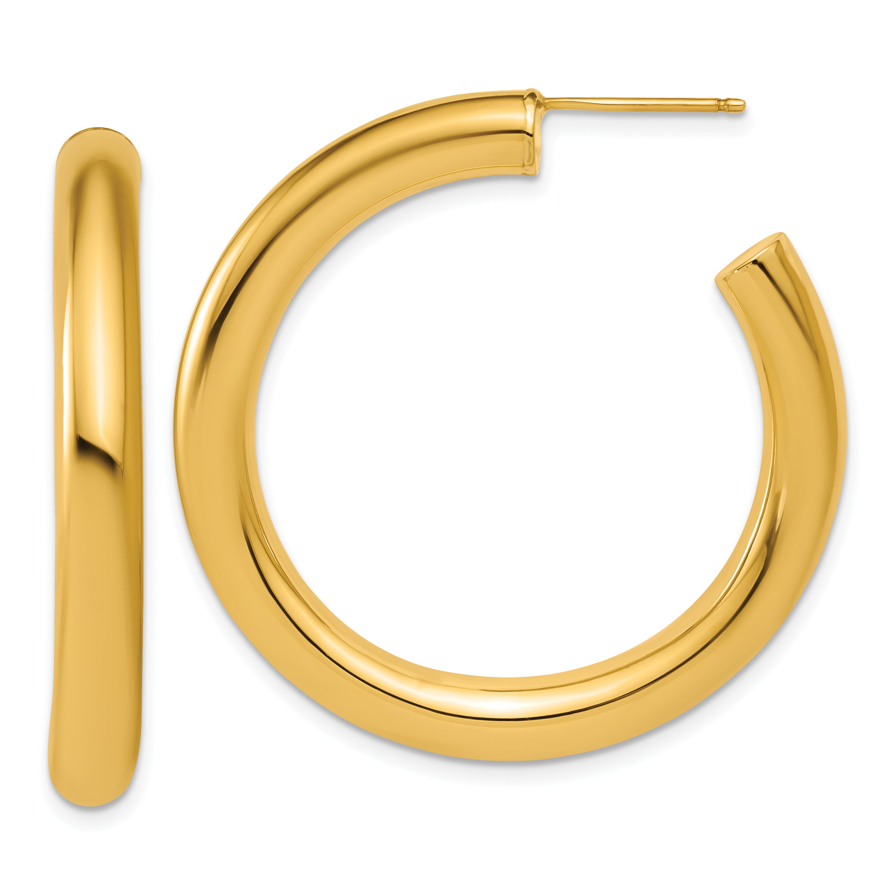 14k Polished 5.0 x 40mm Tube C-Hoop Post Earrings