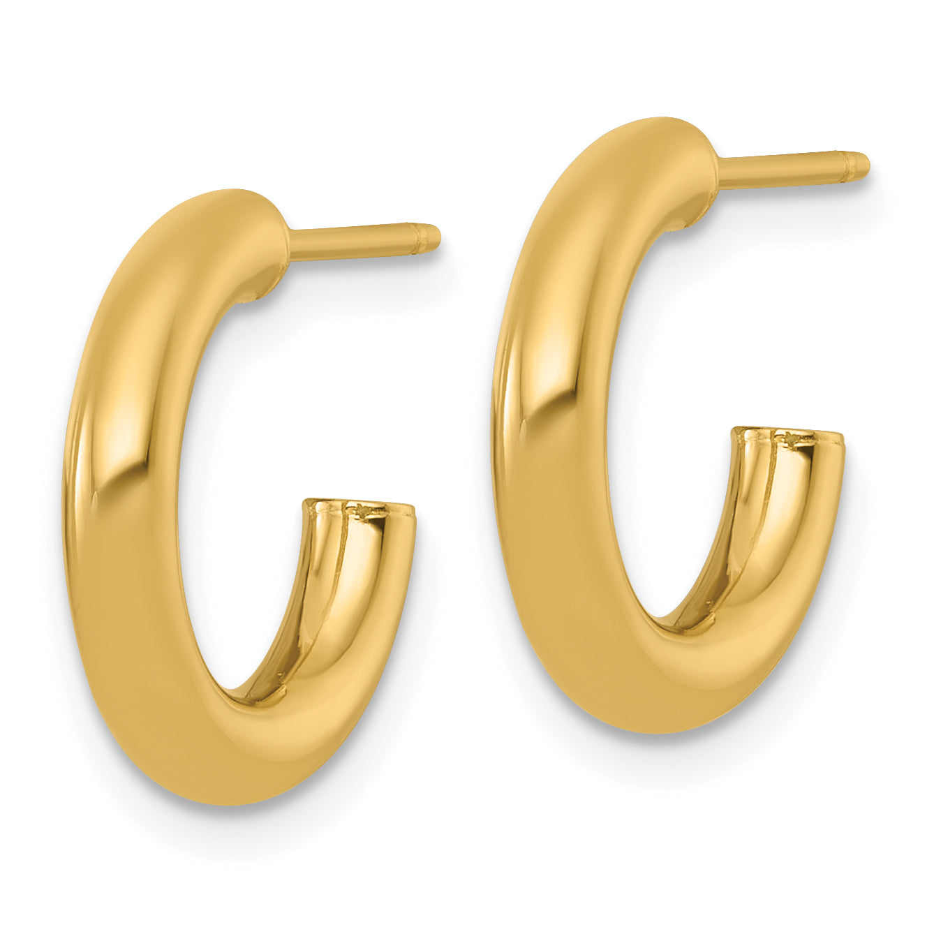 14k Polished 3.0 x 16mm Tube C-Hoop Post Earrings Secondary image