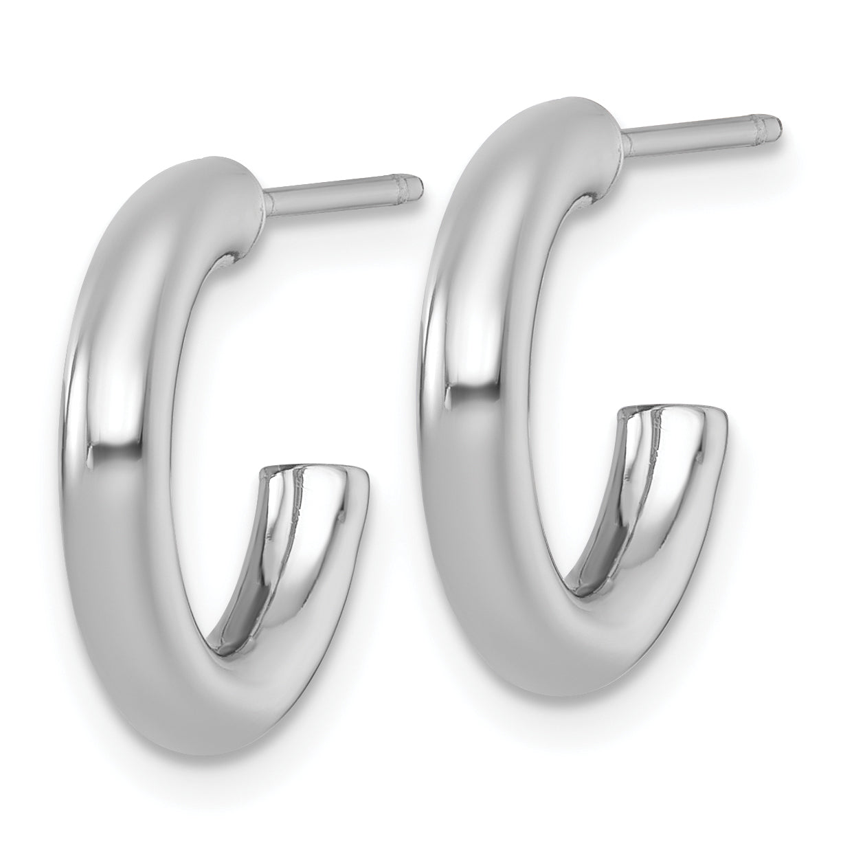 14k White Gold Polished 3.0 x 16mm Tube C-Hoop Post Earrings Secondary image