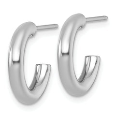 14k White Gold Polished 3.0 x 16mm Tube C-Hoop Post Earrings