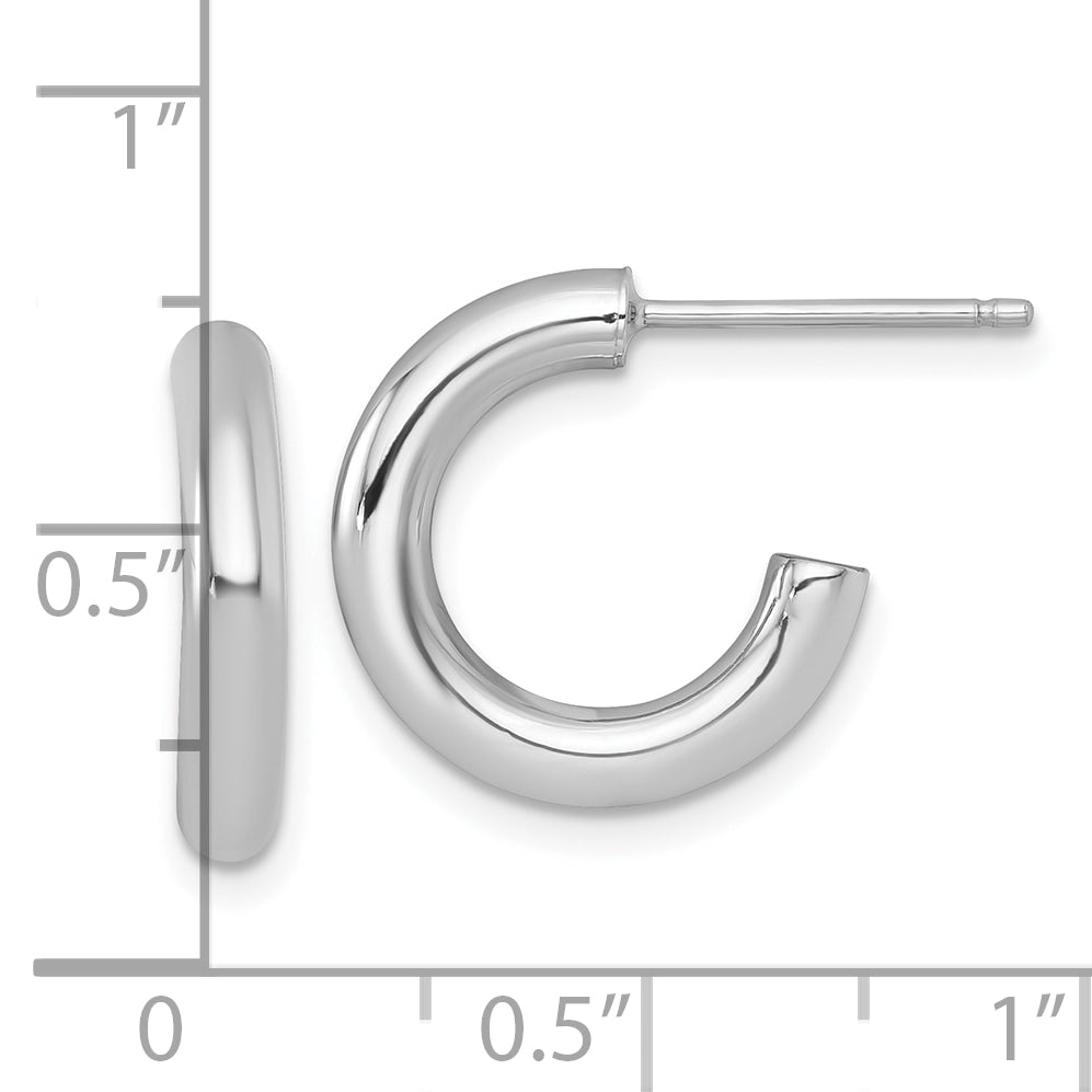 14k White Gold Polished 3.0 x 16mm Tube C-Hoop Post Earrings
