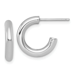 14k White Gold Polished 3.0 x 16mm Tube C-Hoop Post Earrings