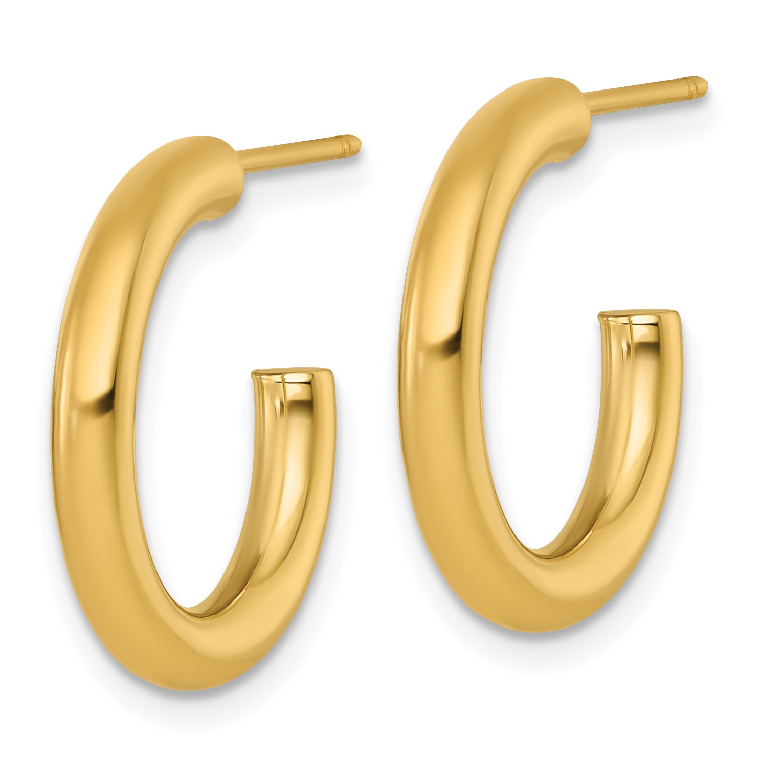 14k Polished 3.0 x 20mm Tube C-Hoop Post Earrings Secondary image