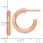 14k Rose Gold Polished 3.0 x 20mm Tube C-Hoop Post Earrings