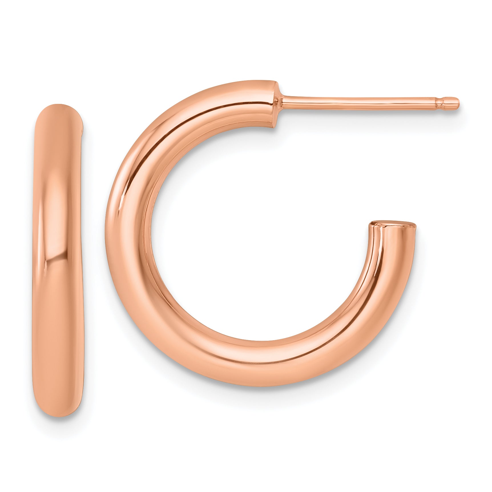 14k Rose Gold Polished 3.0 x 20mm Tube C-Hoop Post Earrings Main image