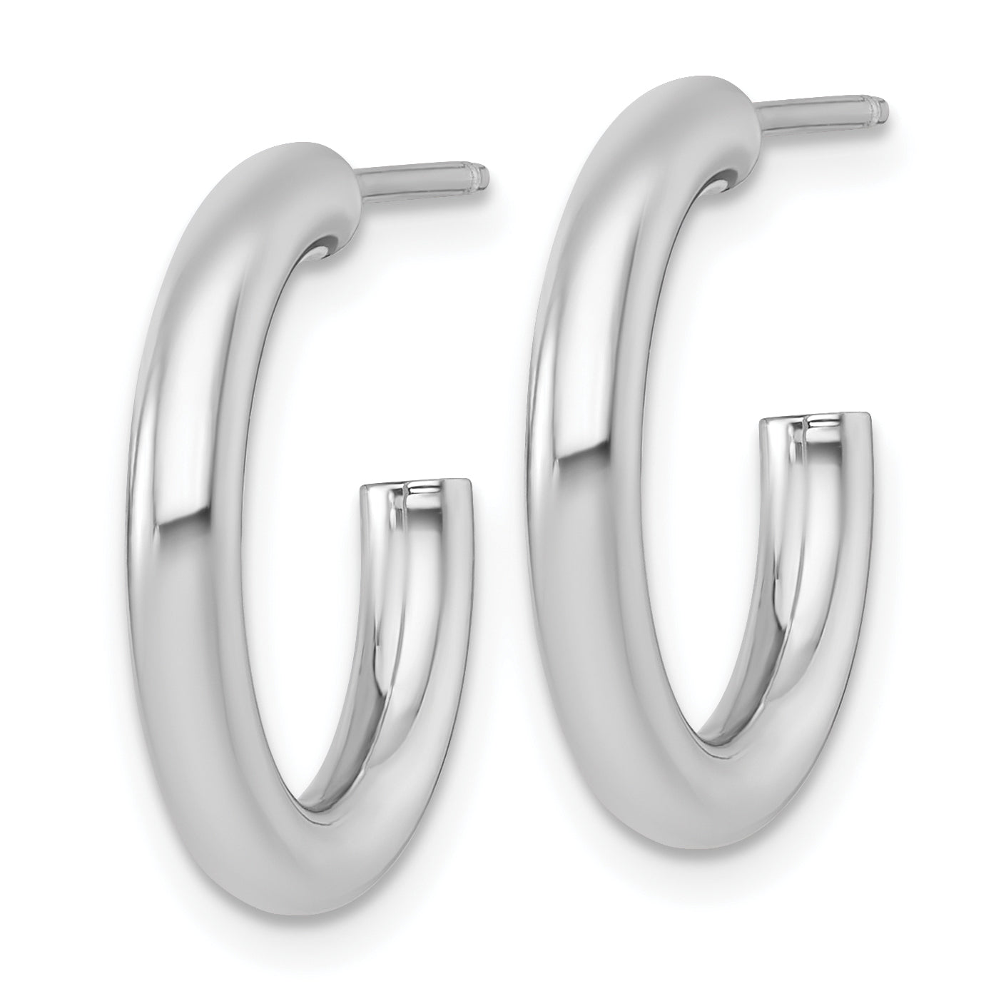 14k White Gold Polished 3.0 x 20mm Tube C-Hoop Post Earrings