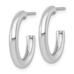14k White Gold Polished 3.0 x 20mm Tube C-Hoop Post Earrings