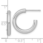 14k White Gold Polished 3.0 x 20mm Tube C-Hoop Post Earrings