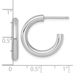 14k White Gold Polished 3.0 x 20mm Tube C-Hoop Post Earrings