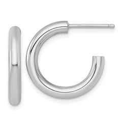 14k White Gold Polished 3.0 x 20mm Tube C-Hoop Post Earrings