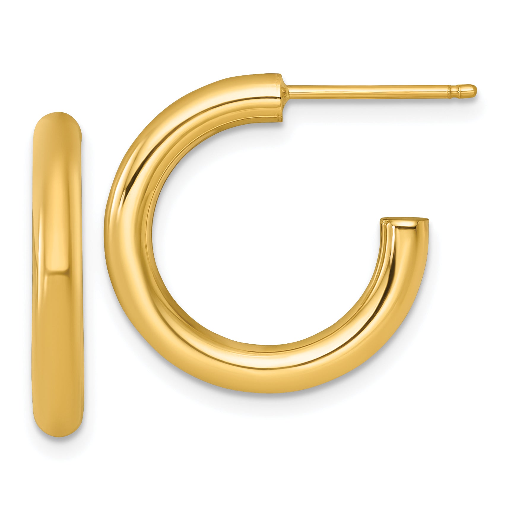 14k Polished 3.0 x 20mm Tube C-Hoop Post Earrings Main image