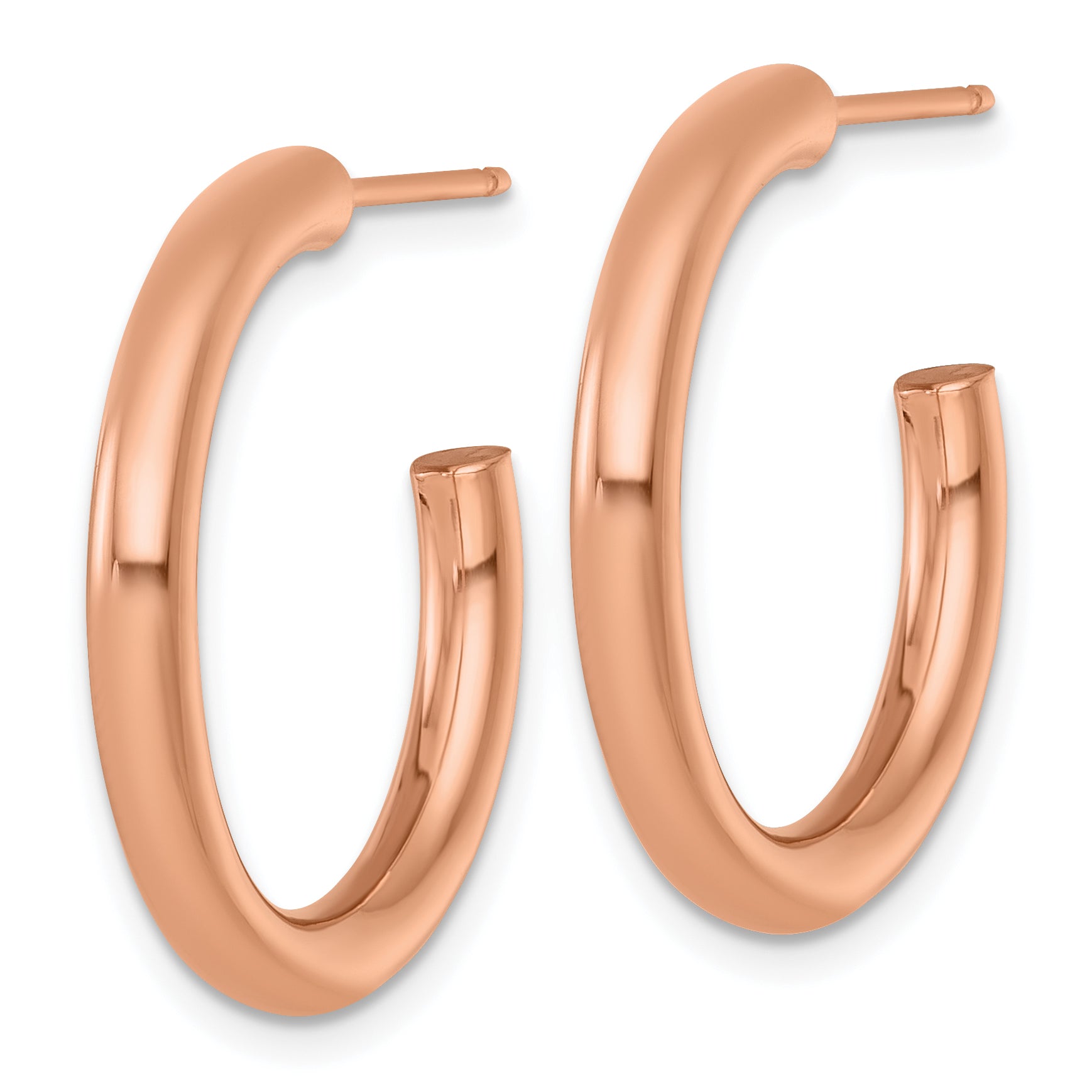 14k Polished 3.0 x 25mm Tube C-Hoop Post Earrings Secondary image