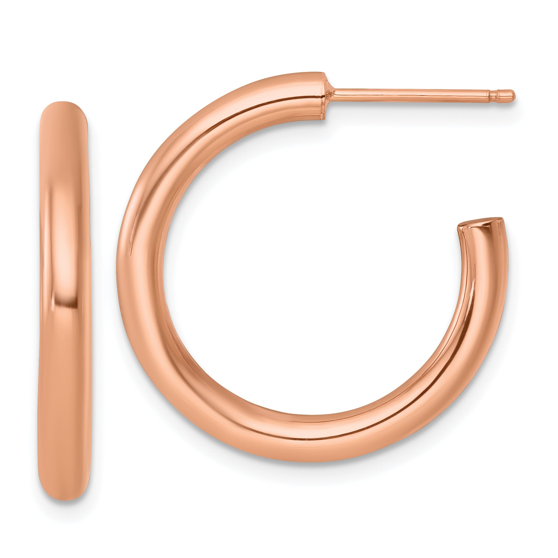 14k Polished 3.0 x 25mm Tube C-Hoop Post Earrings Main image