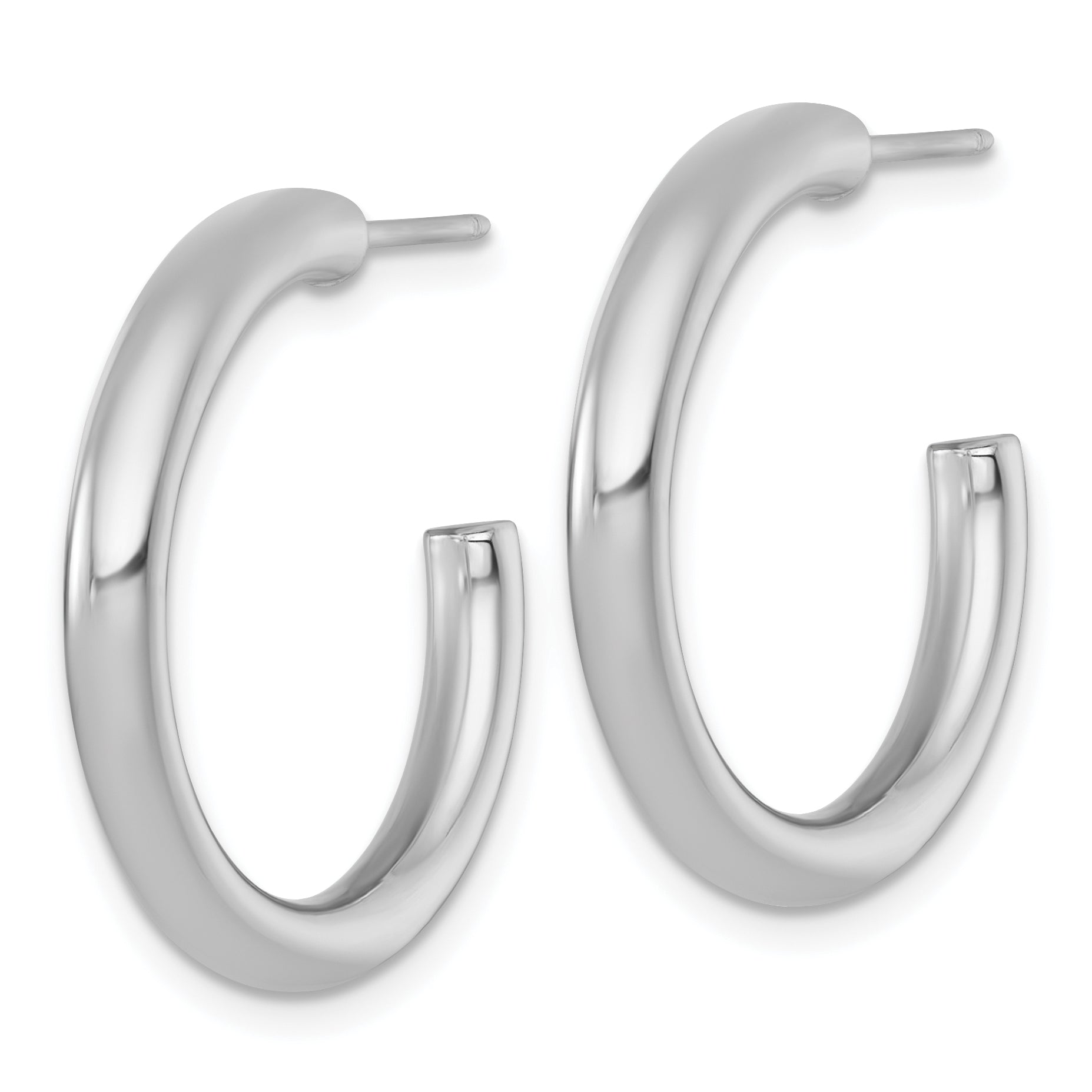 14k Polished 3.0 x 25mm Tube C-Hoop Post Earrings