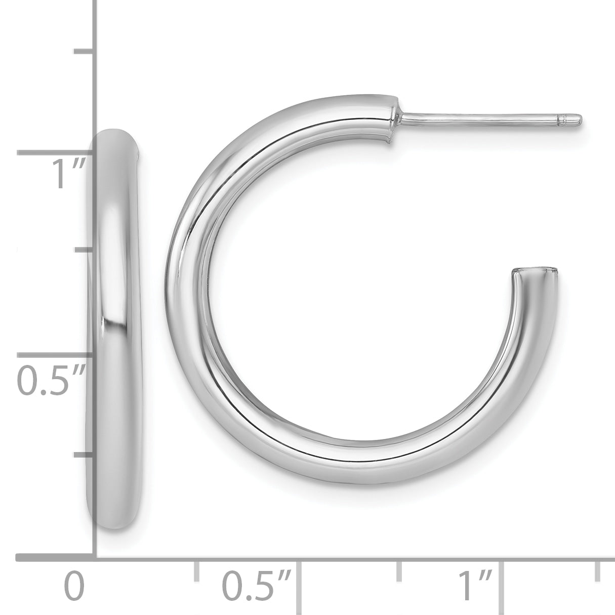 14k Polished 3.0 x 25mm Tube C-Hoop Post Earrings