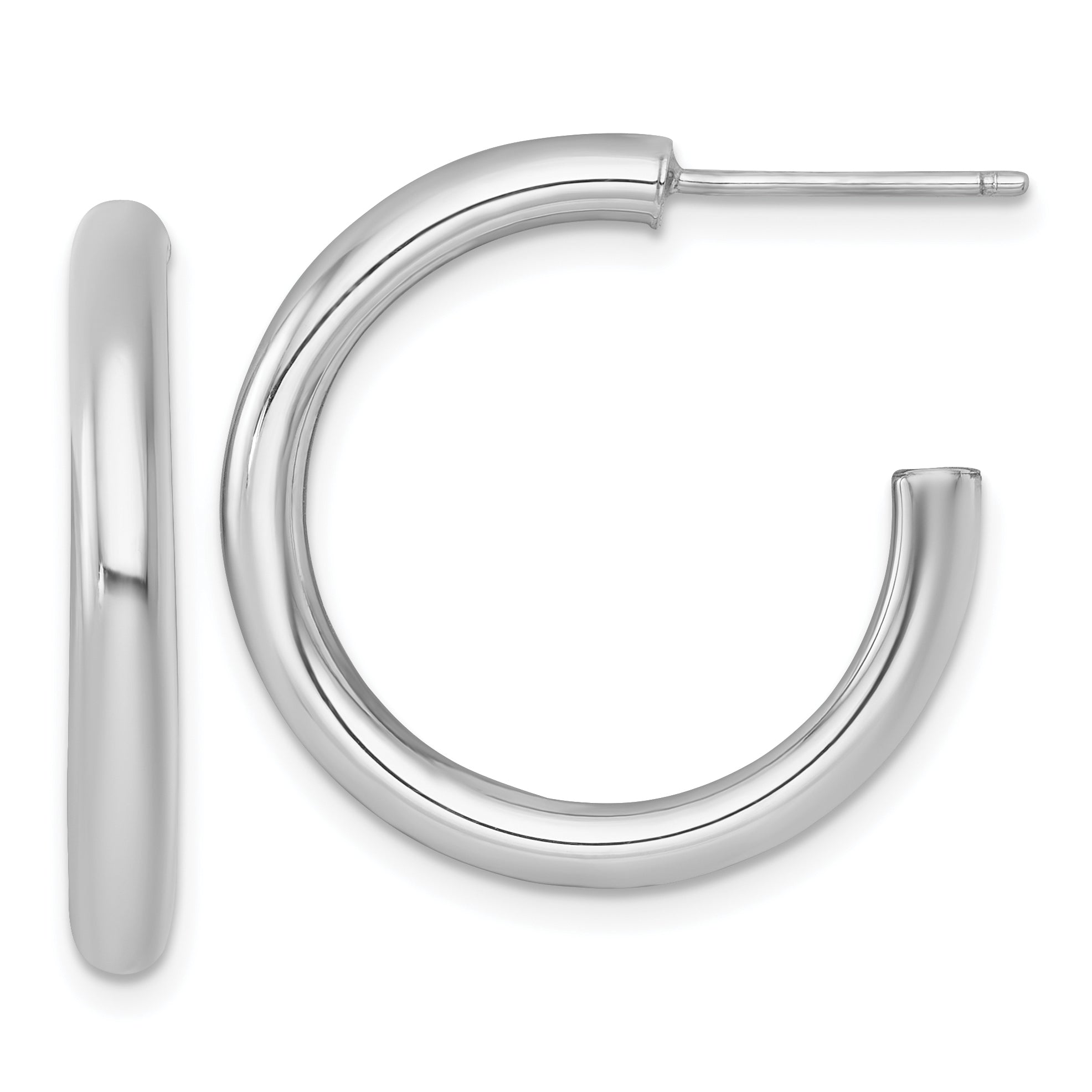 14k Polished 3.0 x 25mm Tube C-Hoop Post Earrings Main image