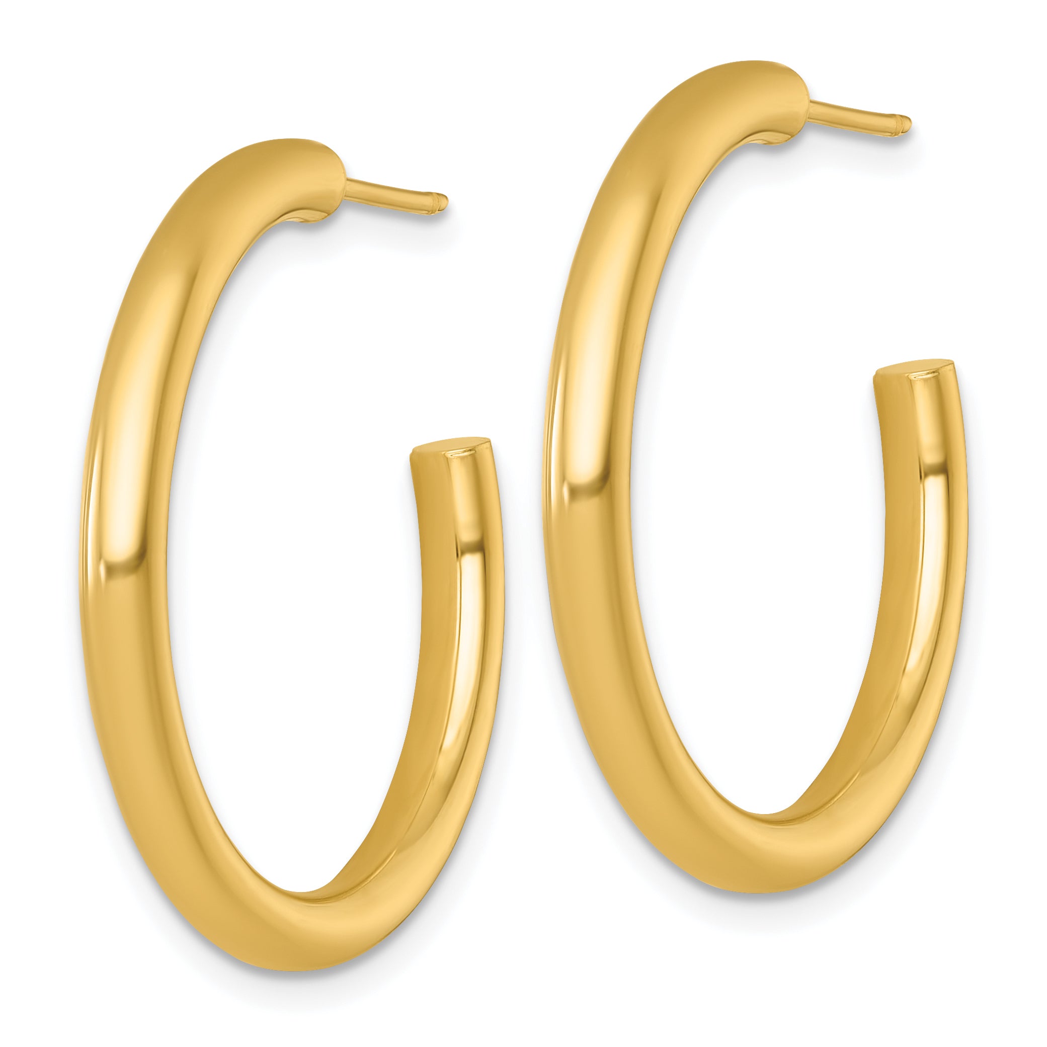 14k Polished 3.0 x 30mm Tube C-Hoop Post Earrings Secondary image