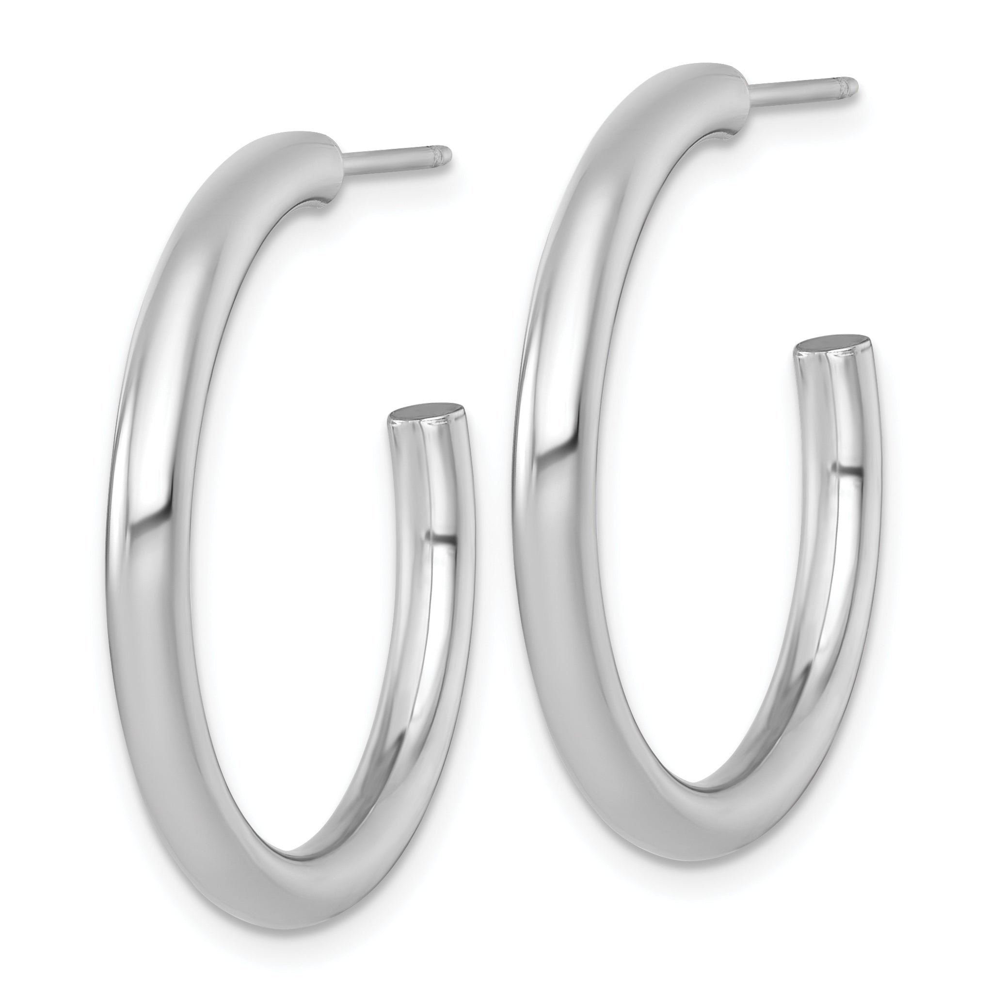 14k Polished 3.0 x 30mm Tube C-Hoop Post Earrings Secondary image