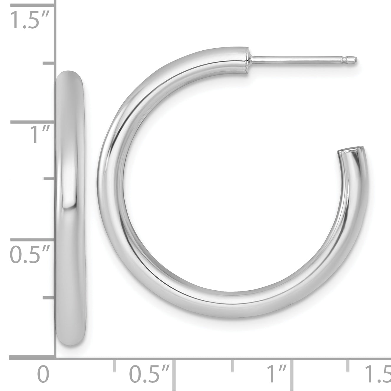14k Polished 3.0 x 30mm Tube C-Hoop Post Earrings