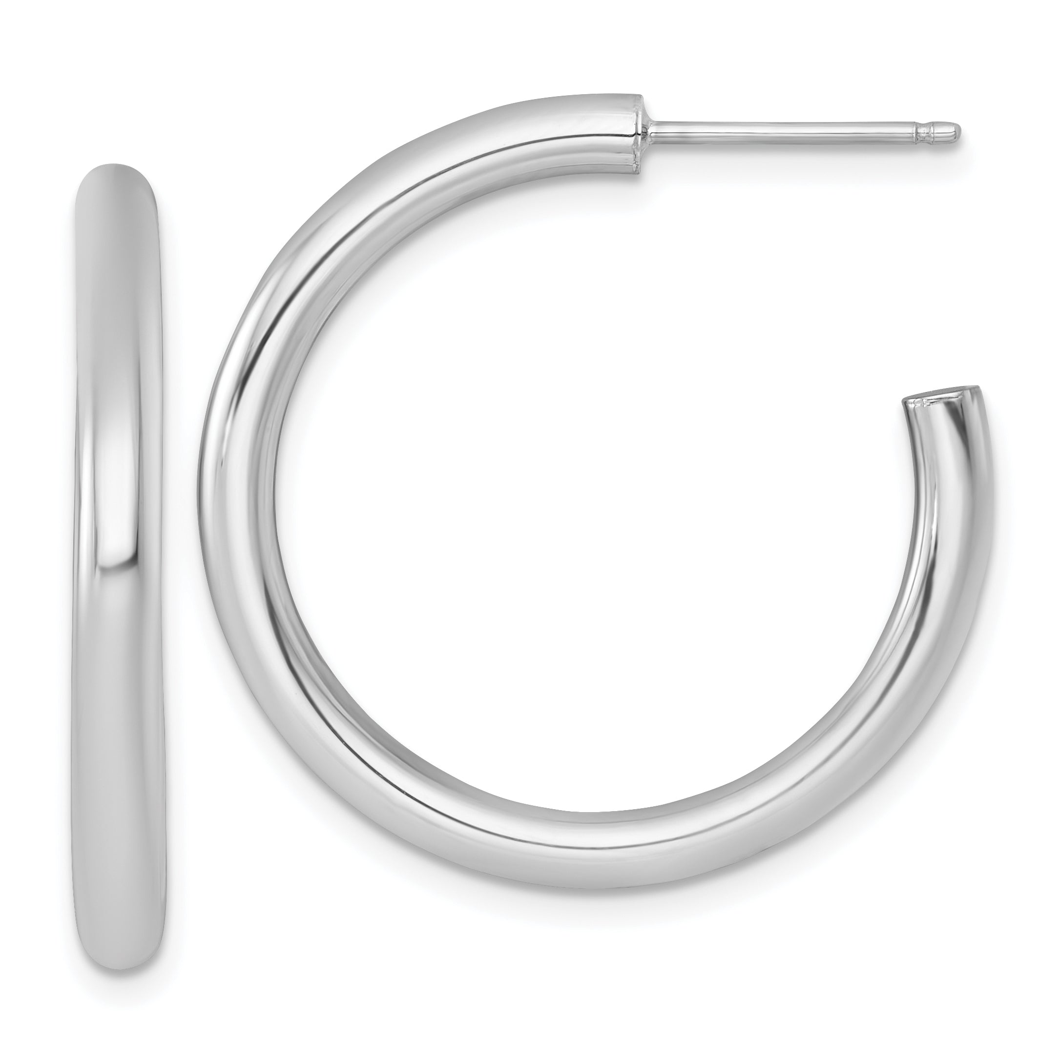 14k Polished 3.0 x 30mm Tube C-Hoop Post Earrings Main image