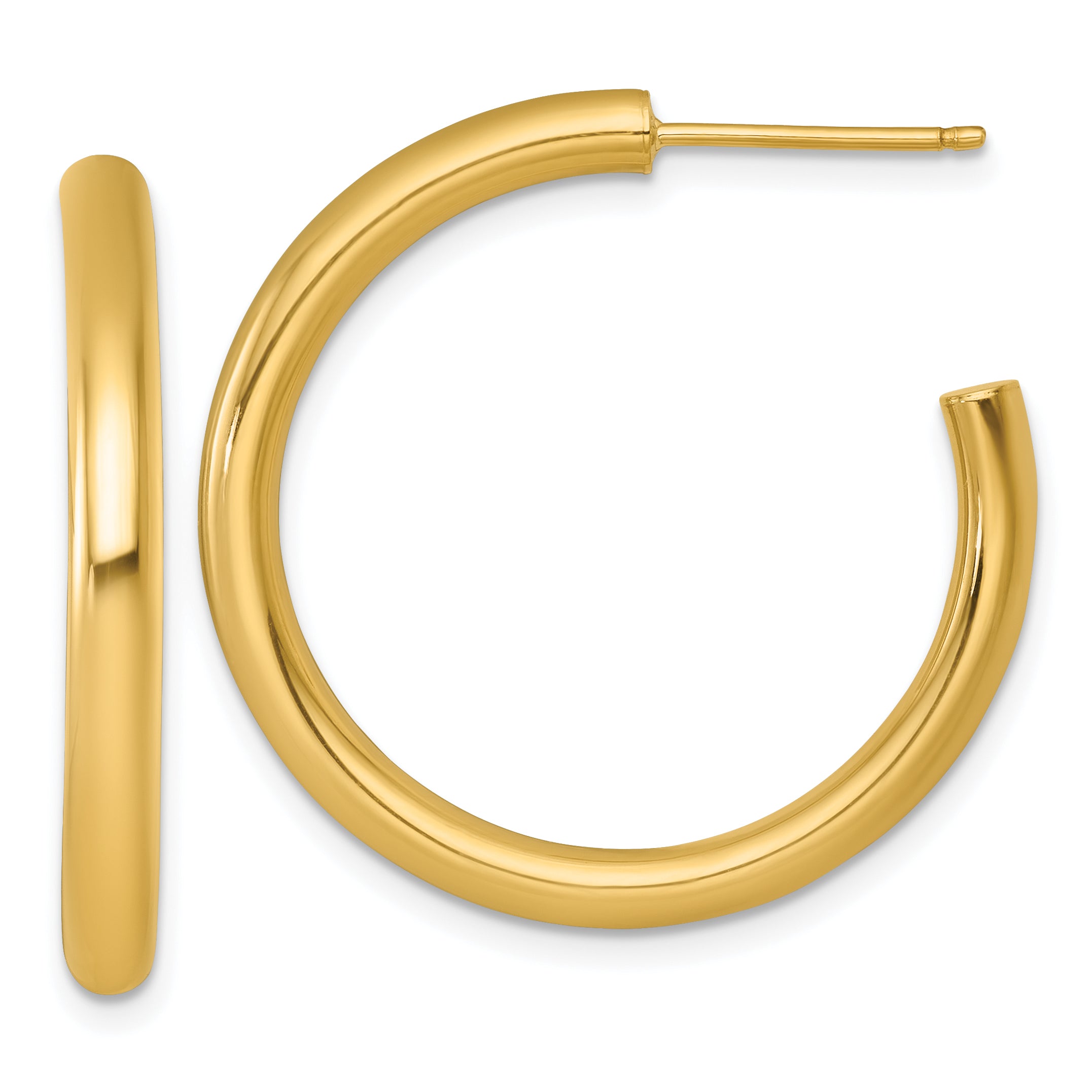 14k Polished 3.0 x 30mm Tube C-Hoop Post Earrings Main image