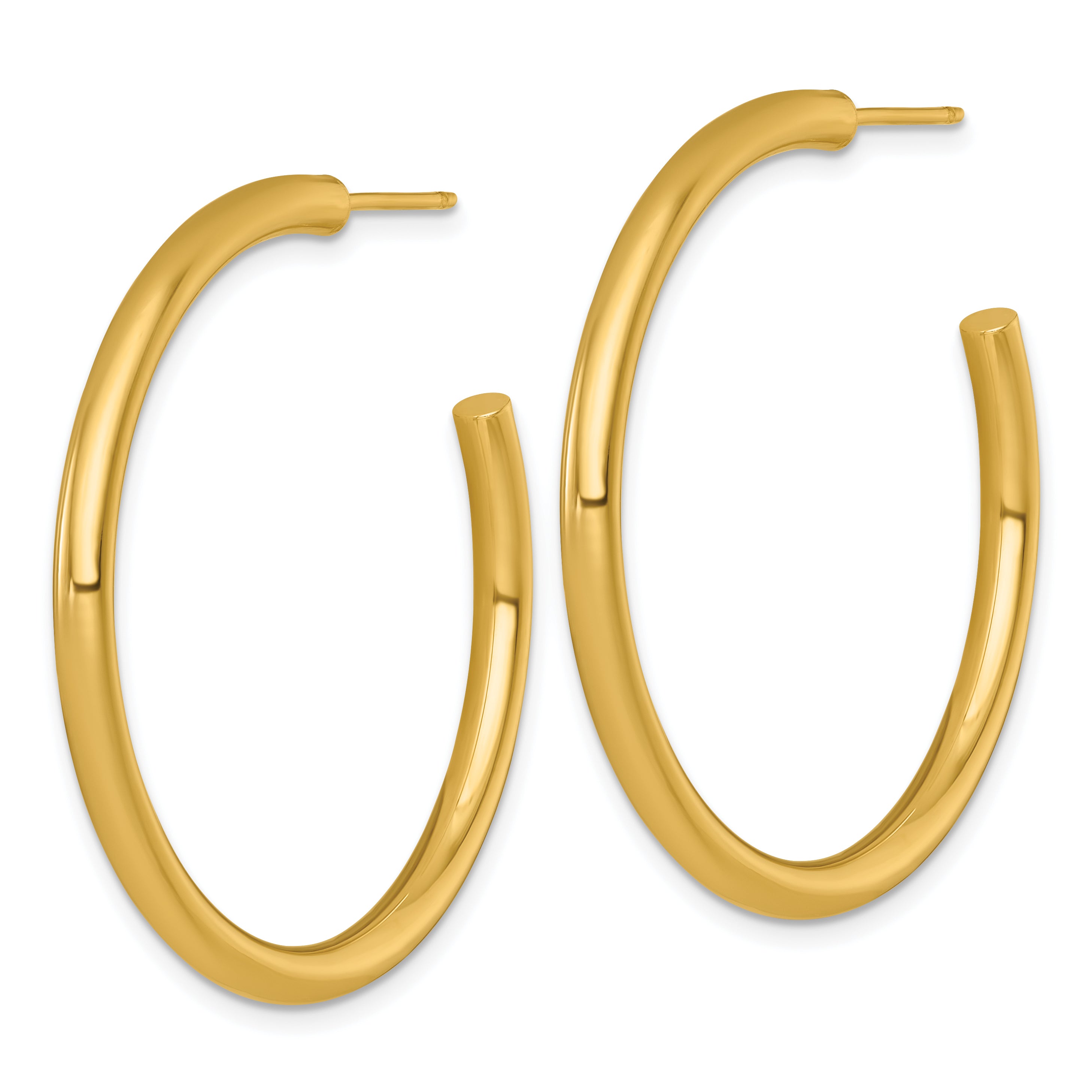 14k Polished 3.0 x 40mm Tube C-Hoop Post Earrings Secondary image