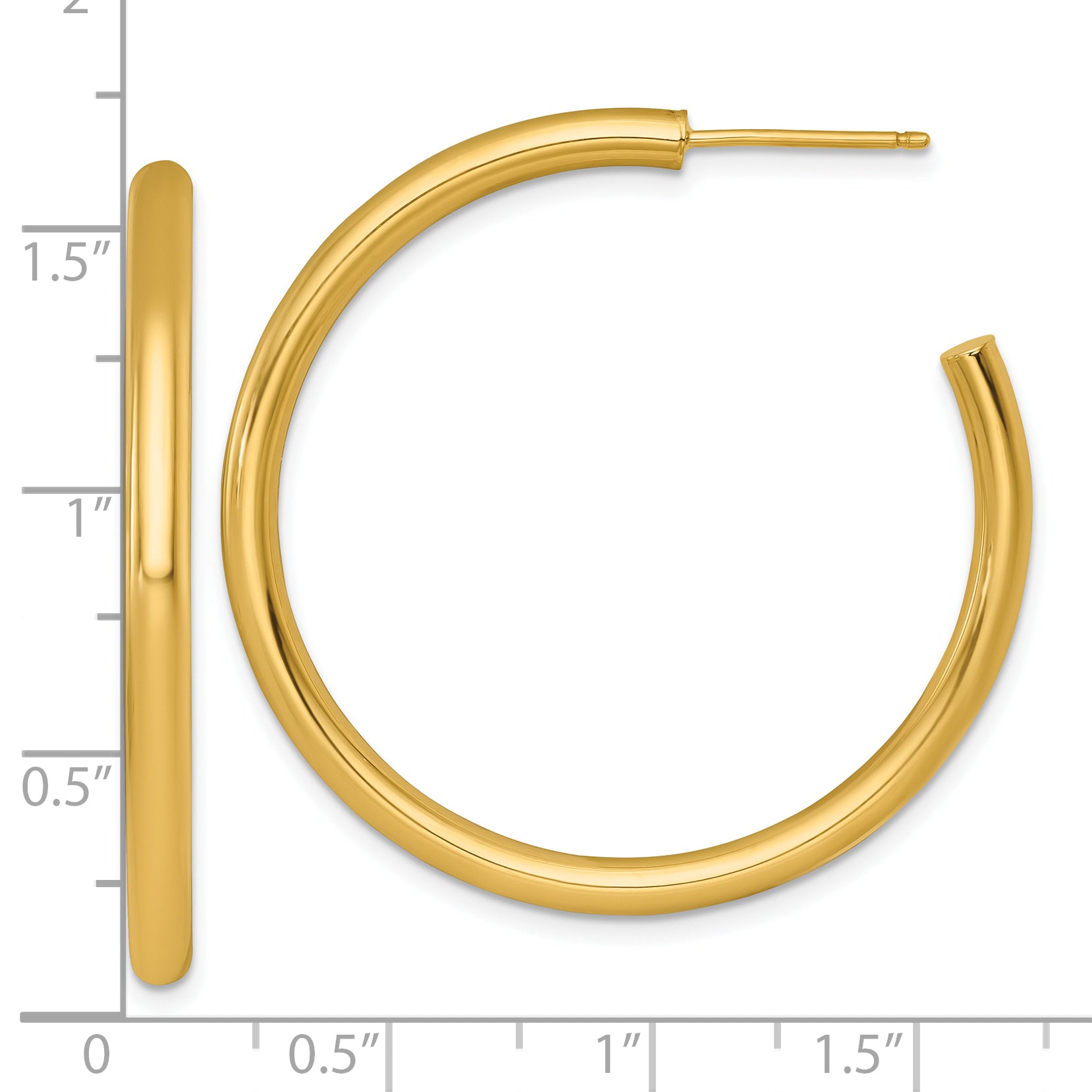14k Polished 3.0 x 40mm Tube C-Hoop Post Earrings