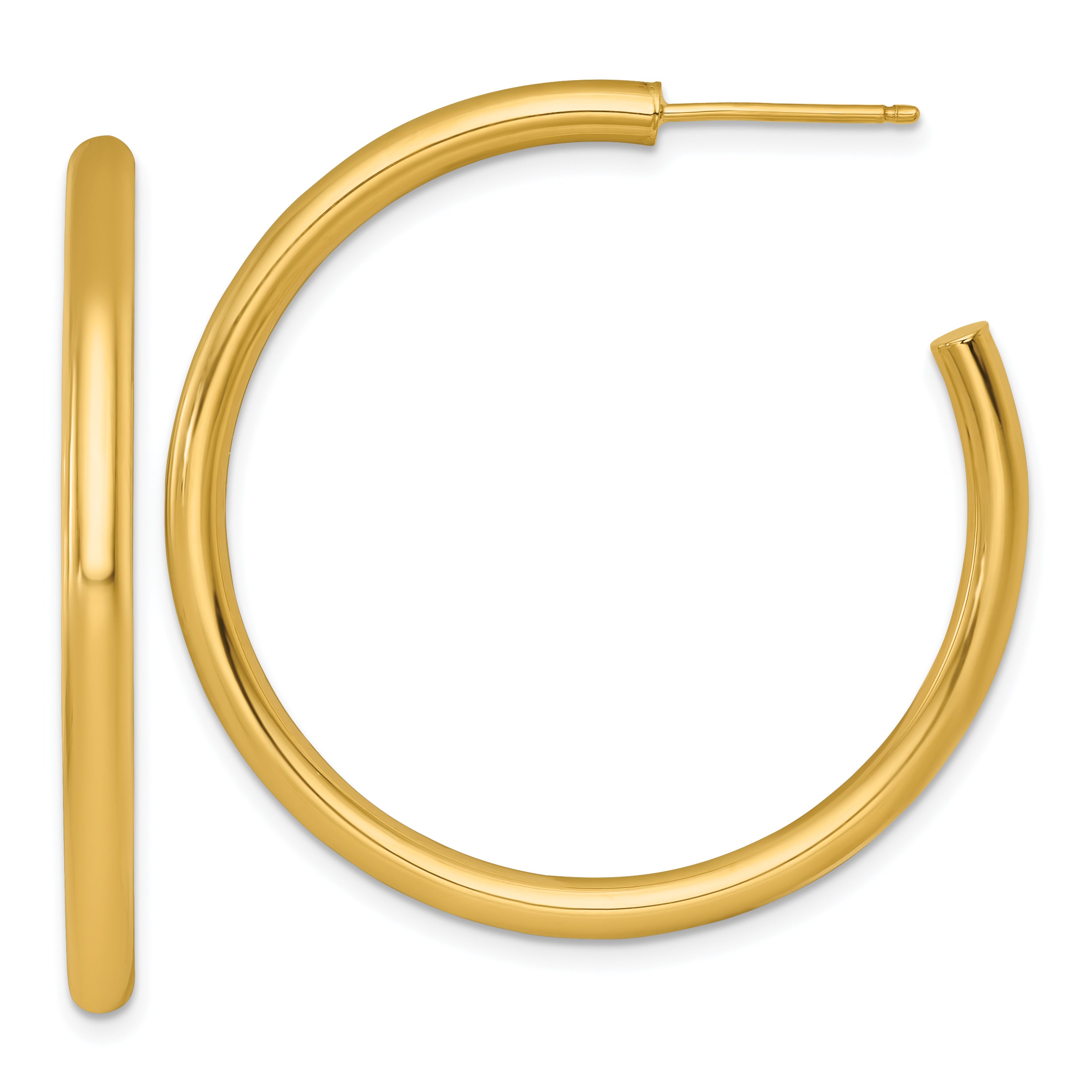 14k Polished 3.0 x 40mm Tube C-Hoop Post Earrings