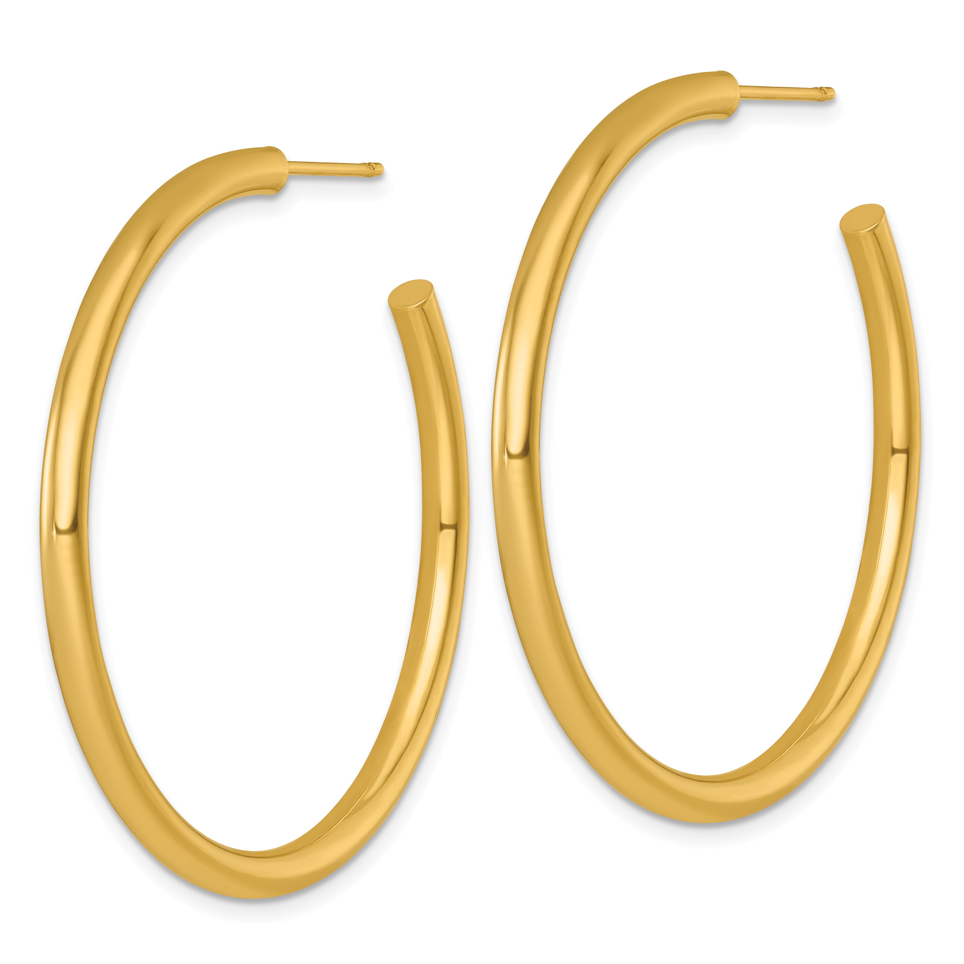 14k Polished 3.0 x 45mm Tube C-Hoop Post Earrings Secondary image