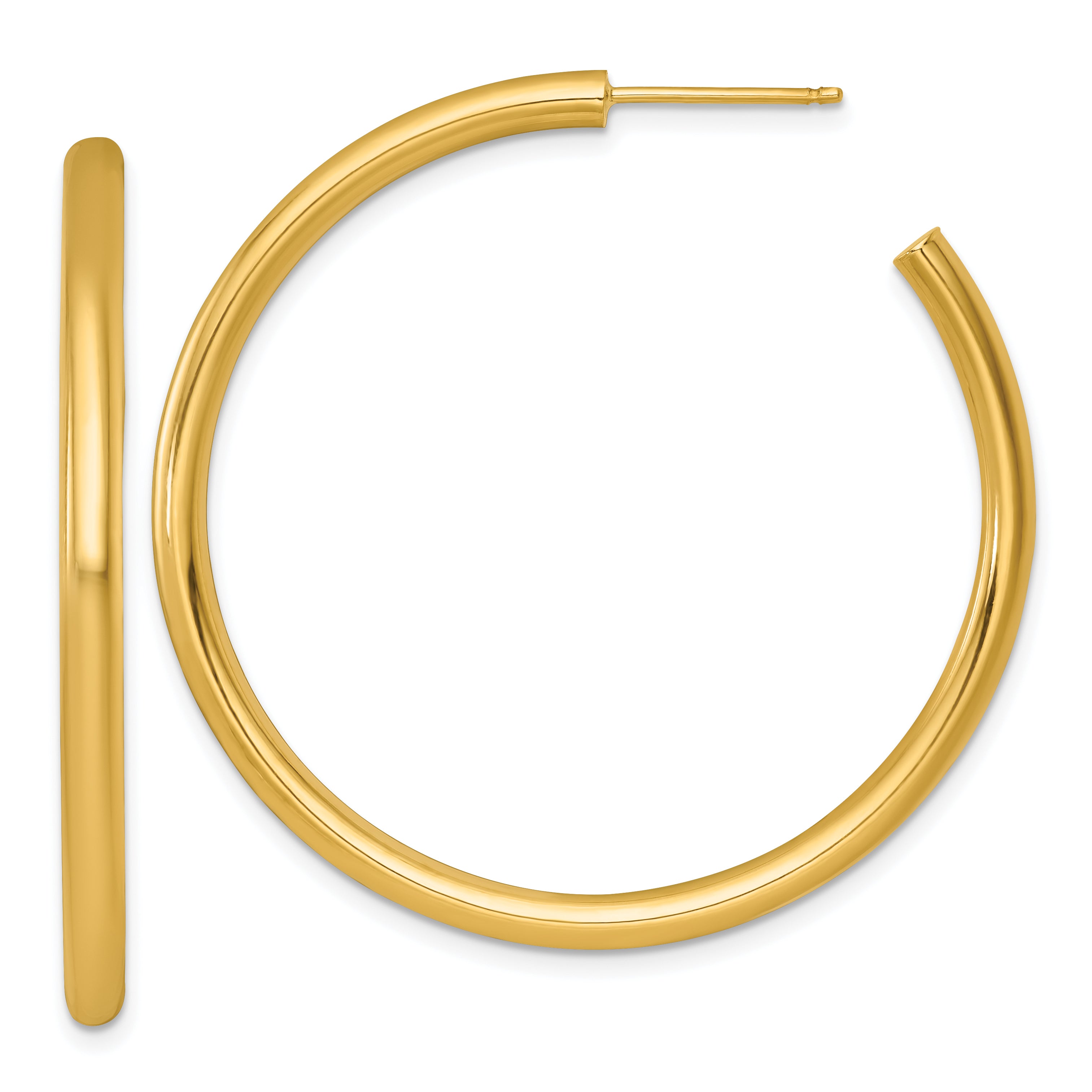14k Polished 3.0 x 45mm Tube C-Hoop Post Earrings Main image