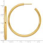 14k Polished 3.0 x 50mm Tube C-Hoop Post Earrings