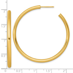 14k Polished 3.0 x 50mm Tube C-Hoop Post Earrings