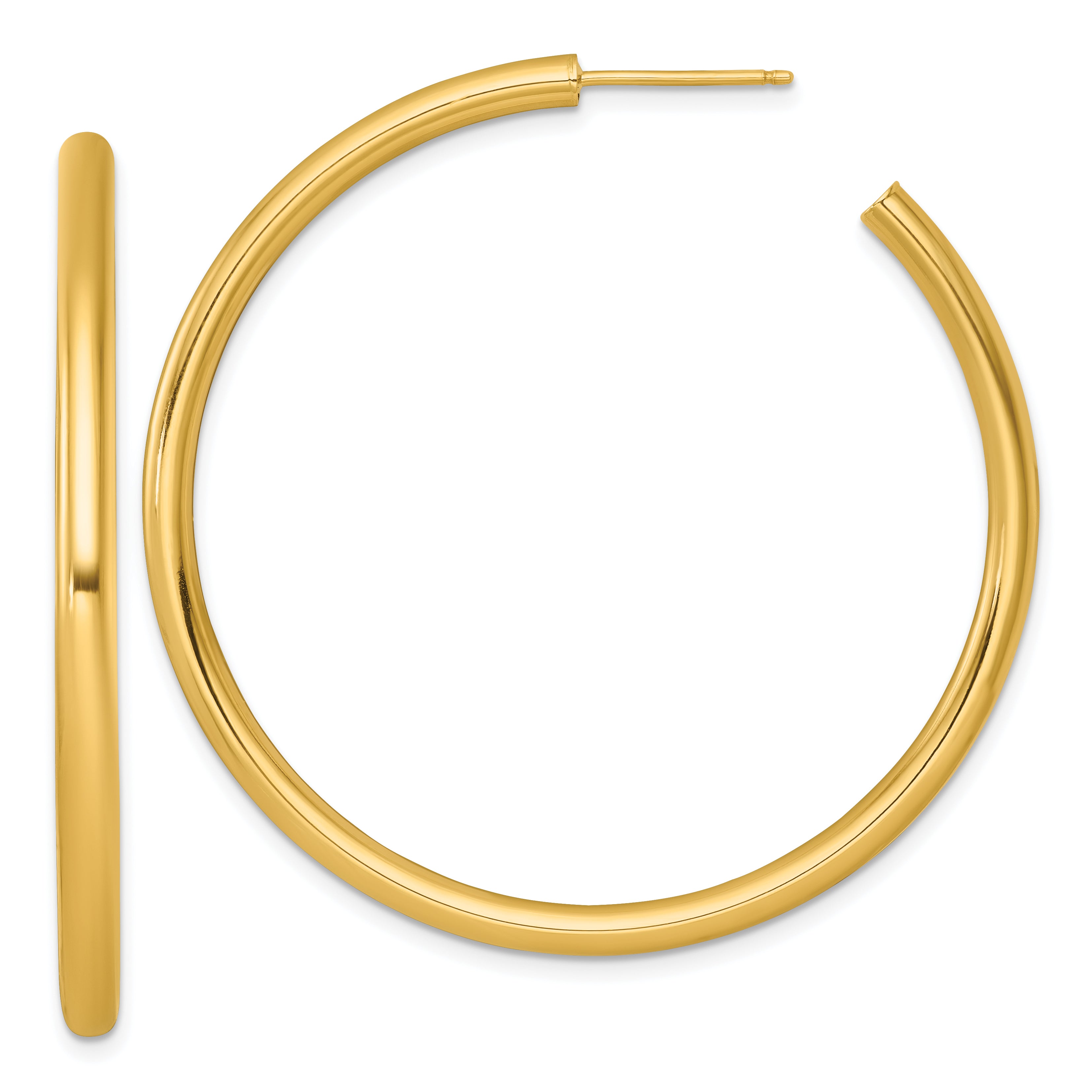 14k Polished 3.0 x 50mm Tube C-Hoop Post Earrings Main image