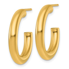 14k Polished 4.0 x 25mm Tube C-Hoop Post Earrings