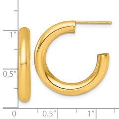 14k Polished 4.0 x 25mm Tube C-Hoop Post Earrings