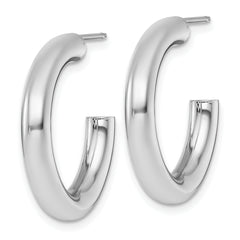 14k White Gold Polished 4.0 x 25mm Tube C-Hoop Post Earrings