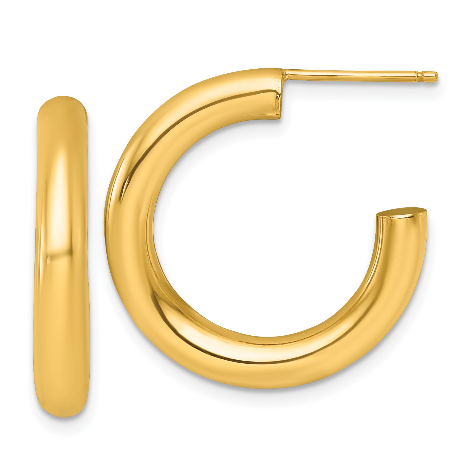 14k Polished 4.0 x 25mm Tube C-Hoop Post Earrings Main image