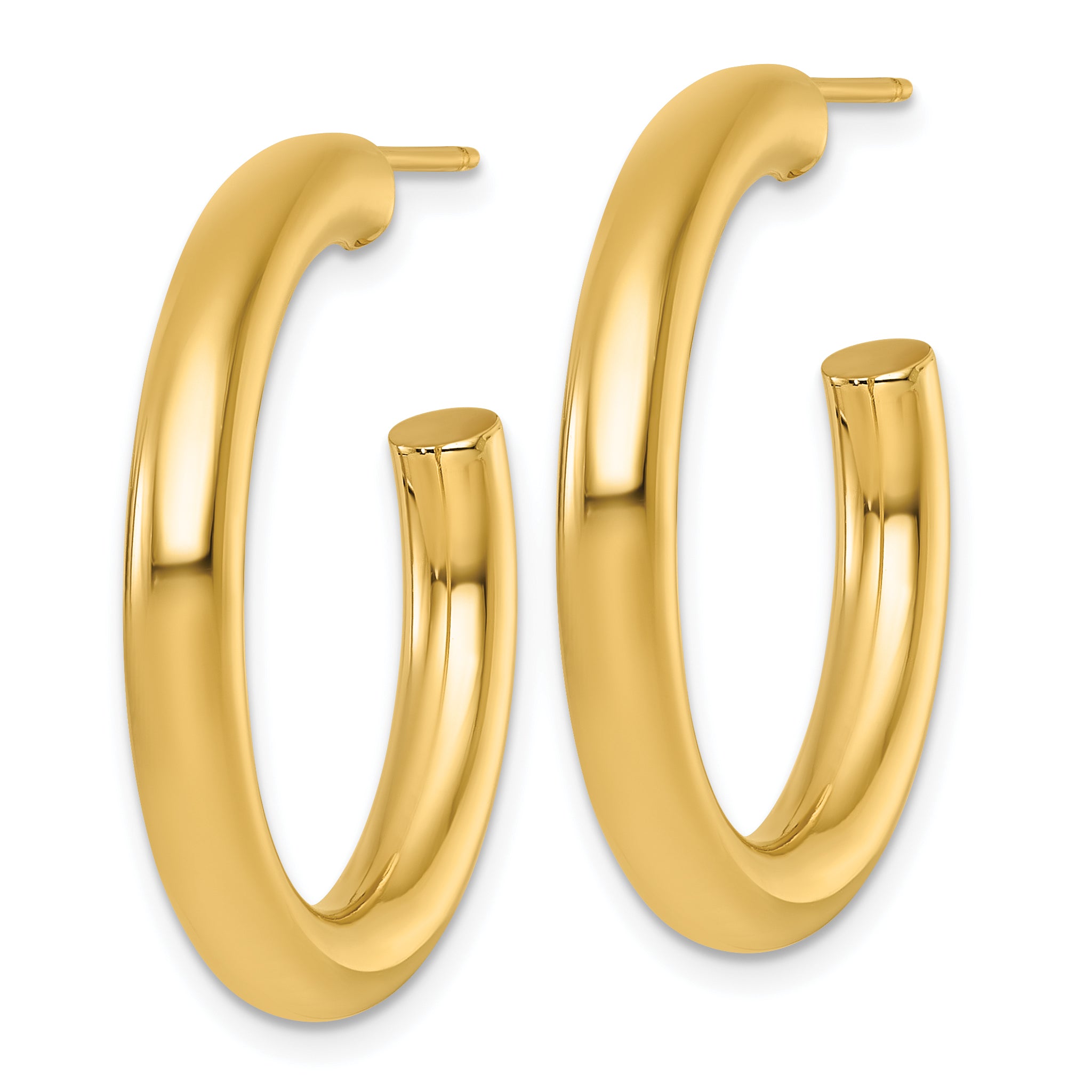 14k Polished 4.0 x 30mm Tube C-Hoop Post Earrings