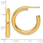 14k Polished 4.0 x 30mm Tube C-Hoop Post Earrings