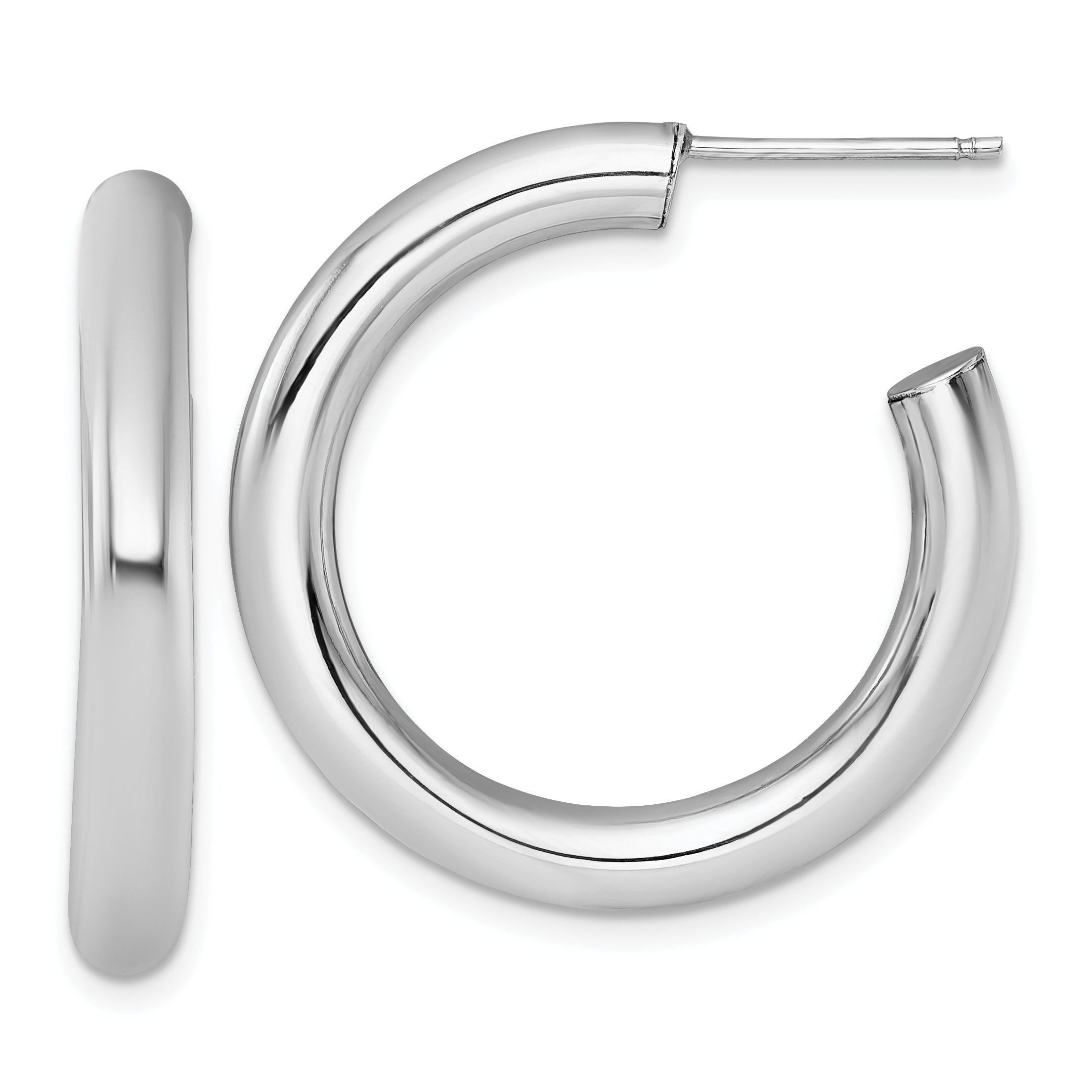 14k White Gold Polished 4.0 x 30mm Tube C-Hoop Post Earrings Main image