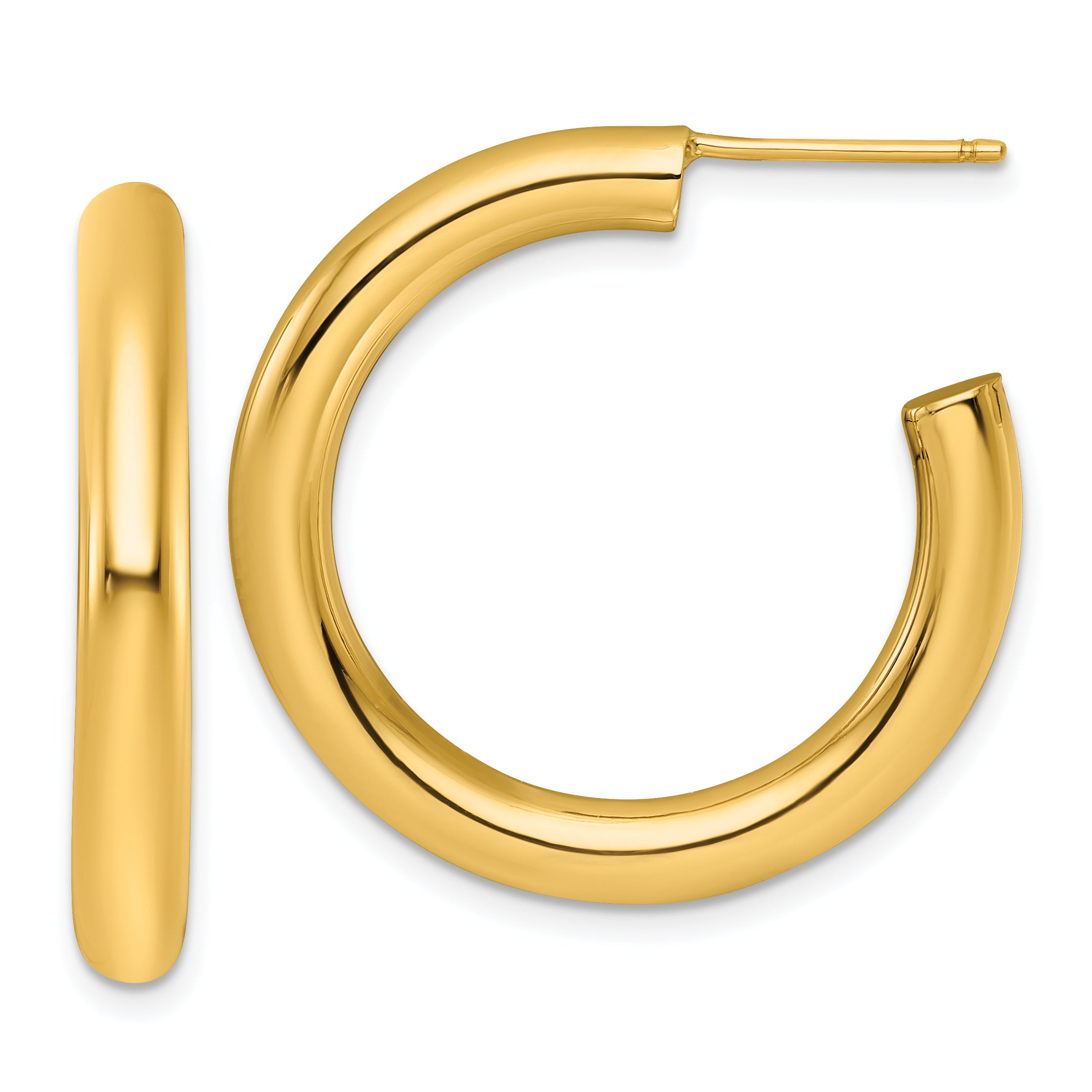 14k Polished 4.0 x 30mm Tube C-Hoop Post Earrings Main image