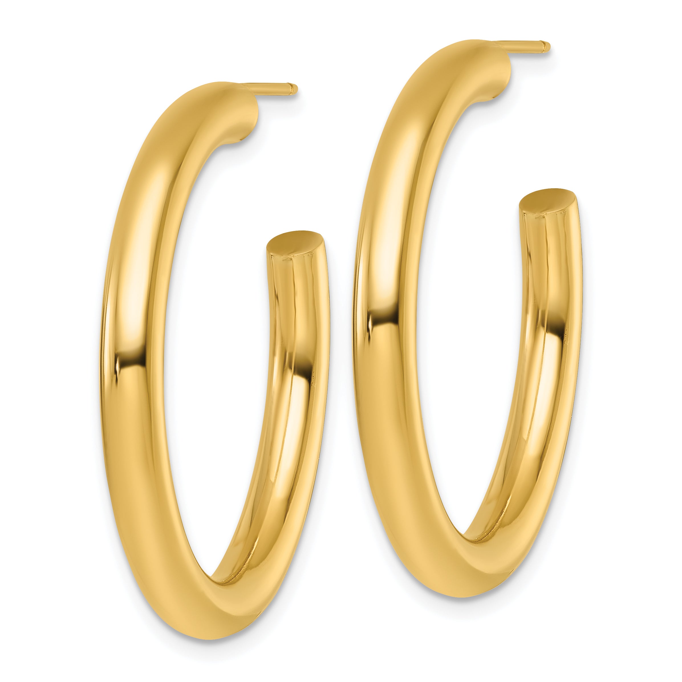 14k Polished 4.0 x 35mm Tube C-Hoop Post Earrings Secondary image