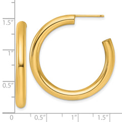 14k Polished 4.0 x 35mm Tube C-Hoop Post Earrings